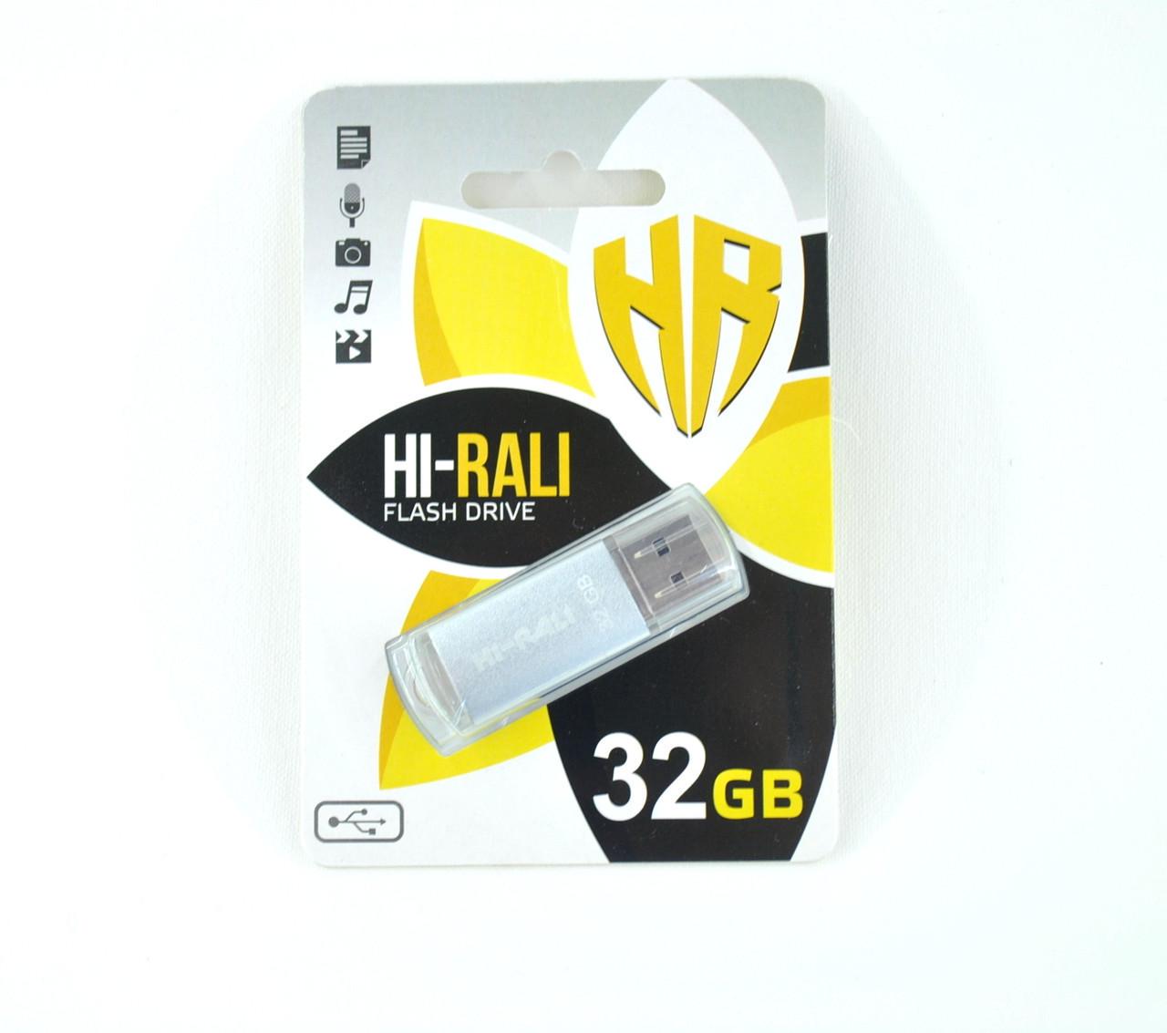 Флеш накоплювач USB Hi-Rali 32 Gb rocket V-Cut series Silver (1156634722)