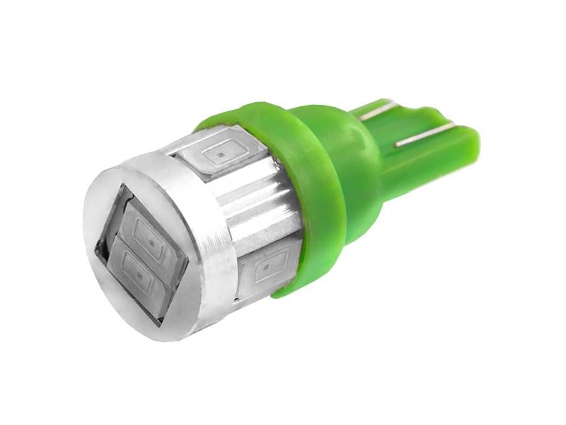 Автолампа светодиодная T10 W5W 12 В SMD5630-6led Зеленый (1083)