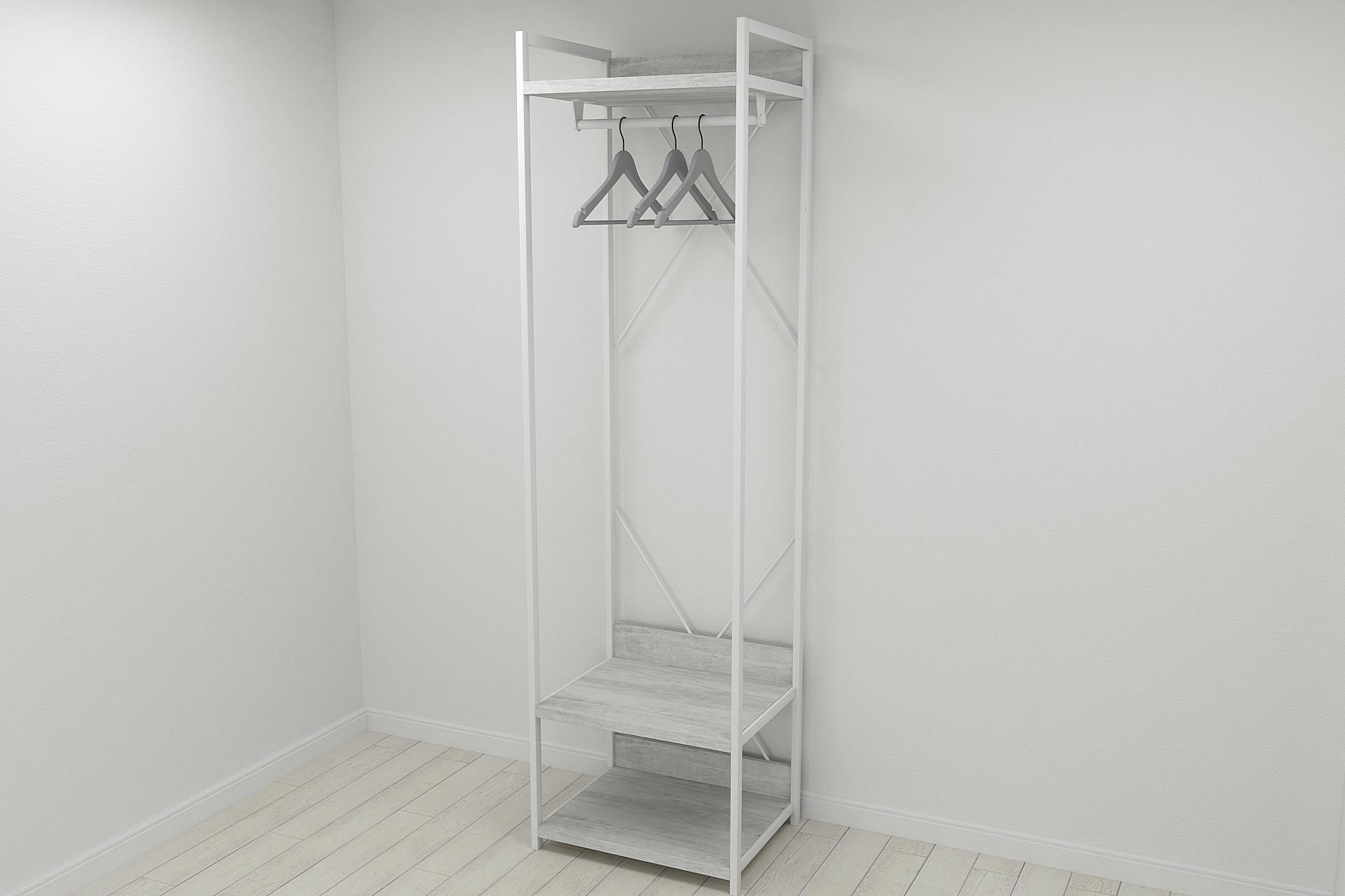 Шкаф гардероб уни секция 1 серии Конект Ferrum-decor 220x60x50 см металл Белый/ДСП Урбан Лайт (SHG021)