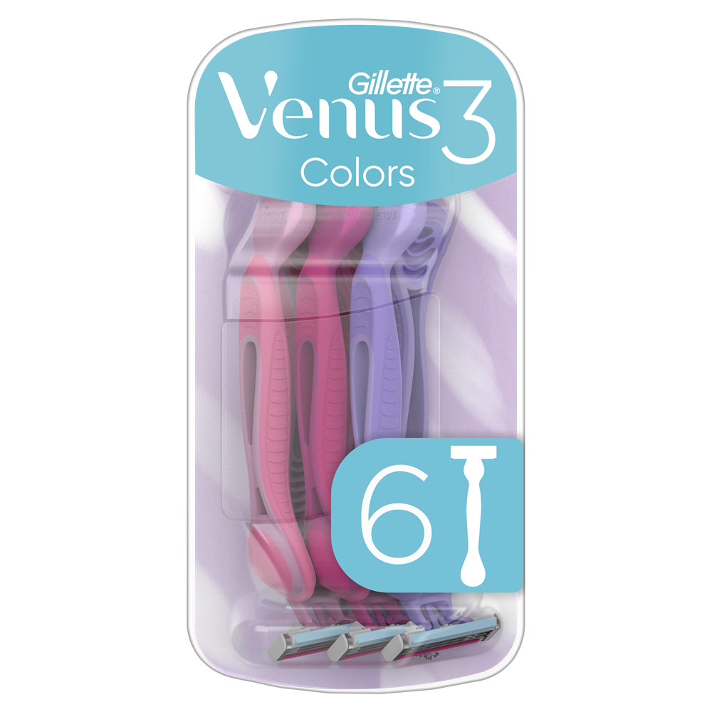 Набор станков для бритья женских GILLETTE Venus 3 Colors одноразовые 6 шт. (31158922)