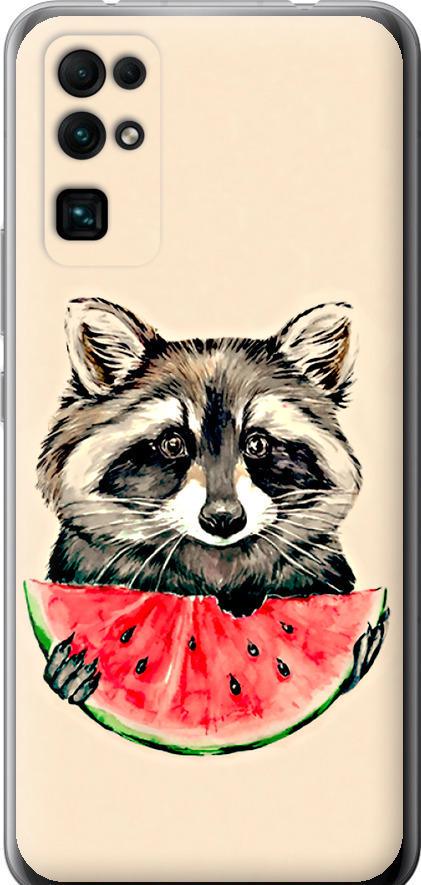 Чехол на Huawei Honor 30 Енотик с арбузом (4605u-1921-42517)