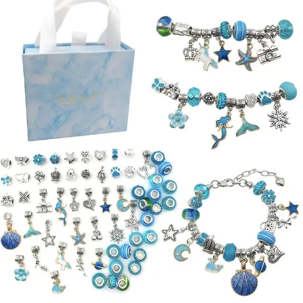 Набір для творчості для створення шарм браслетівта кольє з намистин 63 шт.