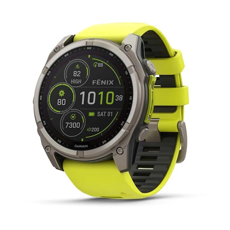Смарт-годинник Garmin Fenix 8 51 мм Solar Sapphire Titanium with Amp Yellow/Graphite Silicone Band (010-02907-20/21)
