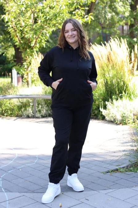 Женский прогулочный костюм Батал с худыми и джогерами XL Черный (М95.2)