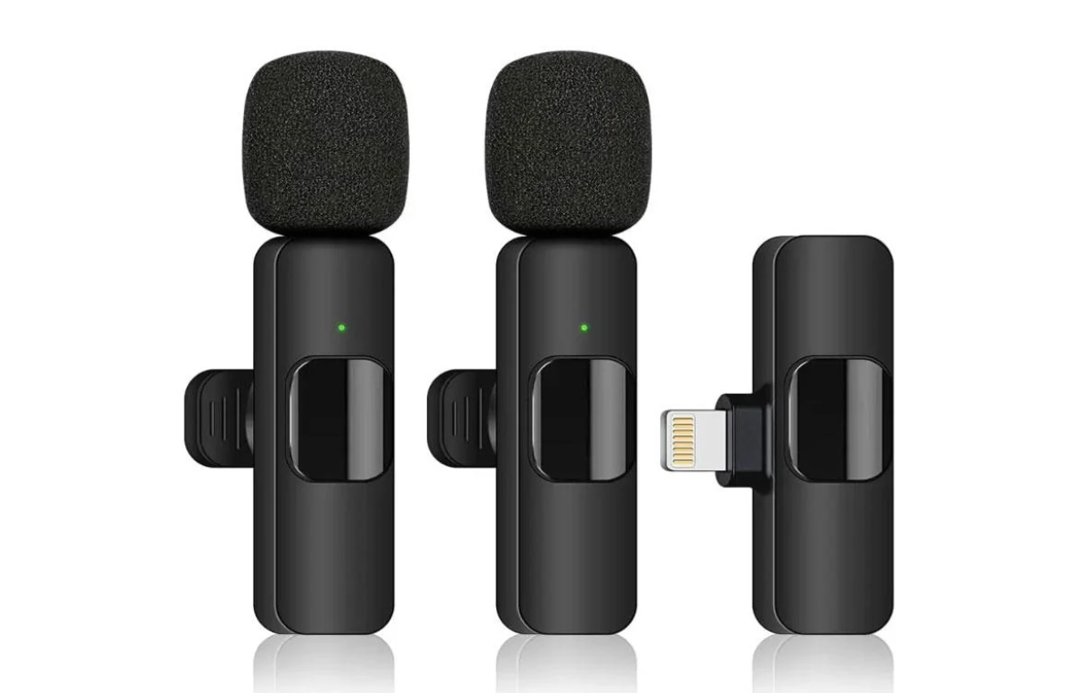 Набір мікрофонів петличних бездротовий K9 для iPhone Lightning 2 шт. Чорний (24021941)