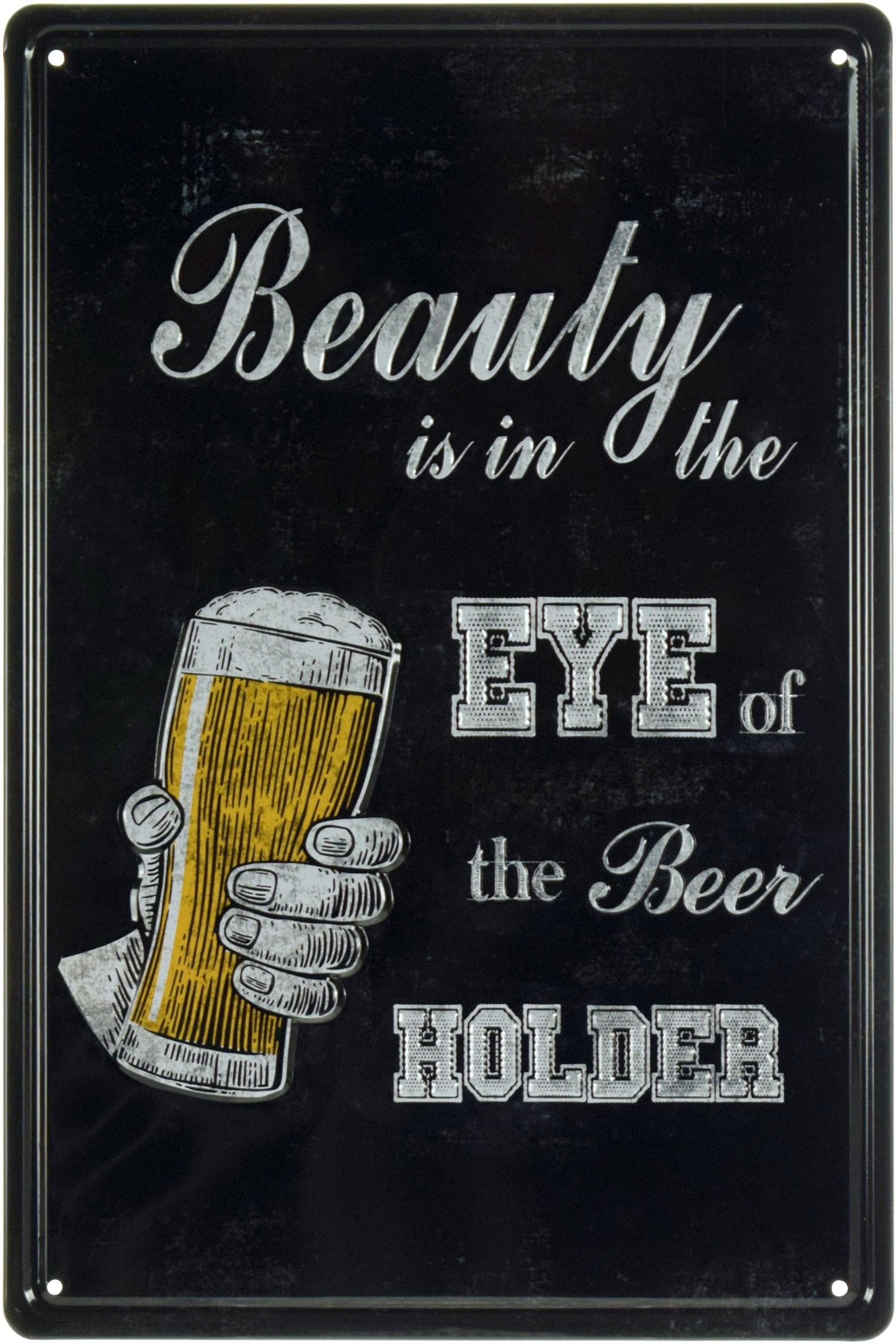 Табличка металлическая Красота В Глазах Того Кто С Пивом/Beauty Is In The Eye Of The Beer Holder 20x30 см