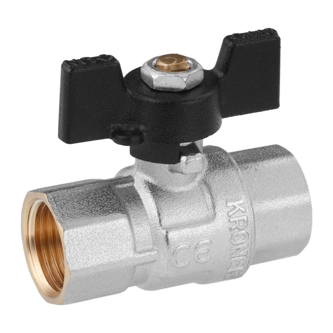 Кран кульовий Kroner ВВ PN40 1/2" метелик/нікельований (CV033206) - фото 3 Кран кульовий Kroner ВВ PN40 1/2" метелик/нікельований (CV033206) - фото 3