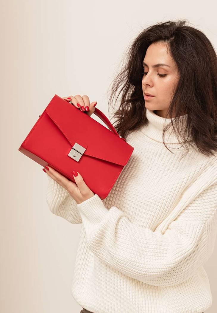 Жіноча сумка-кросбоді шкіряна Lola Червоний (A-026694)