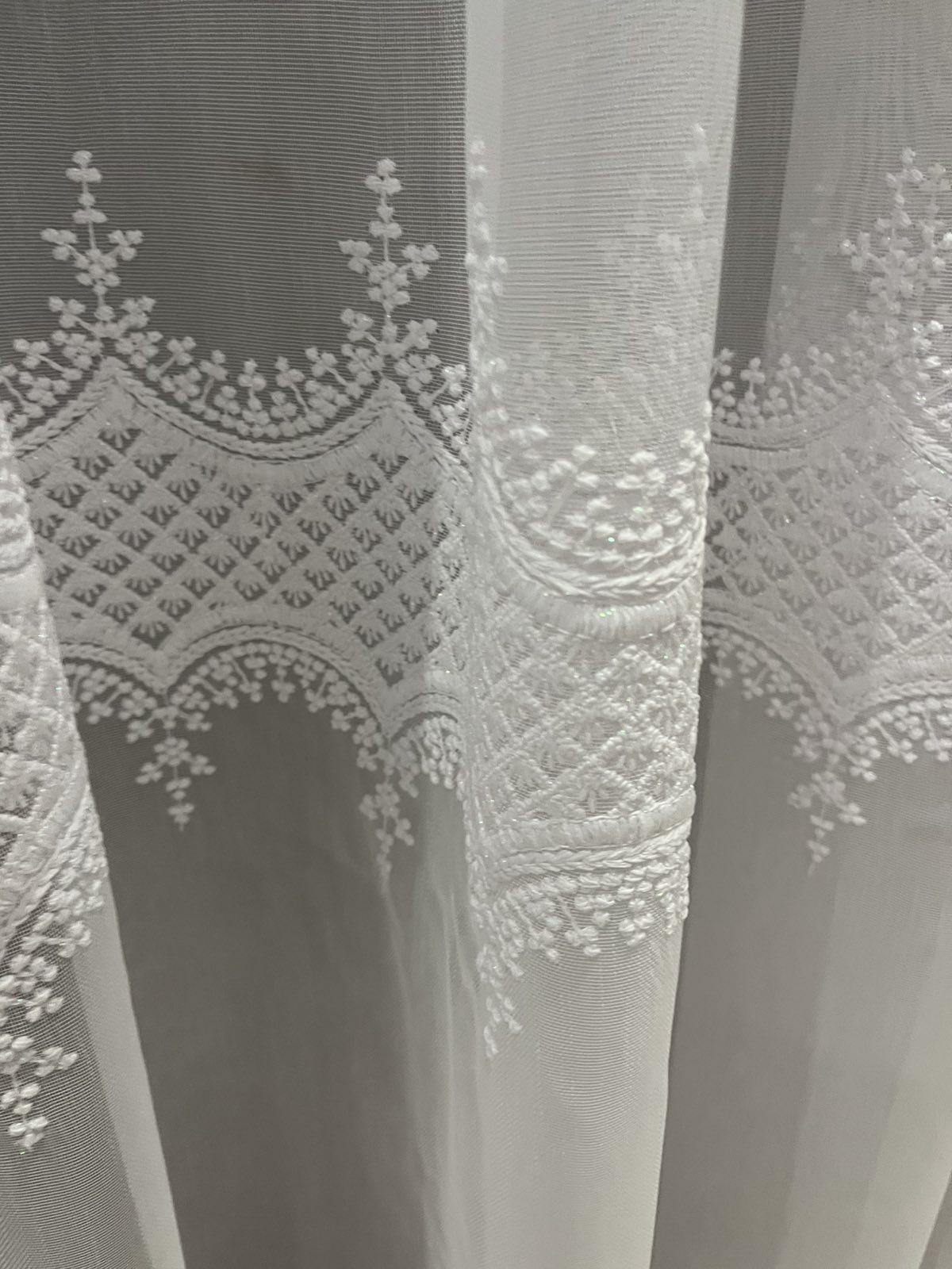 Тюль бамбук с вышивкой по низу 3х2,5 м 1 шт. Белый (2970) - фото 4