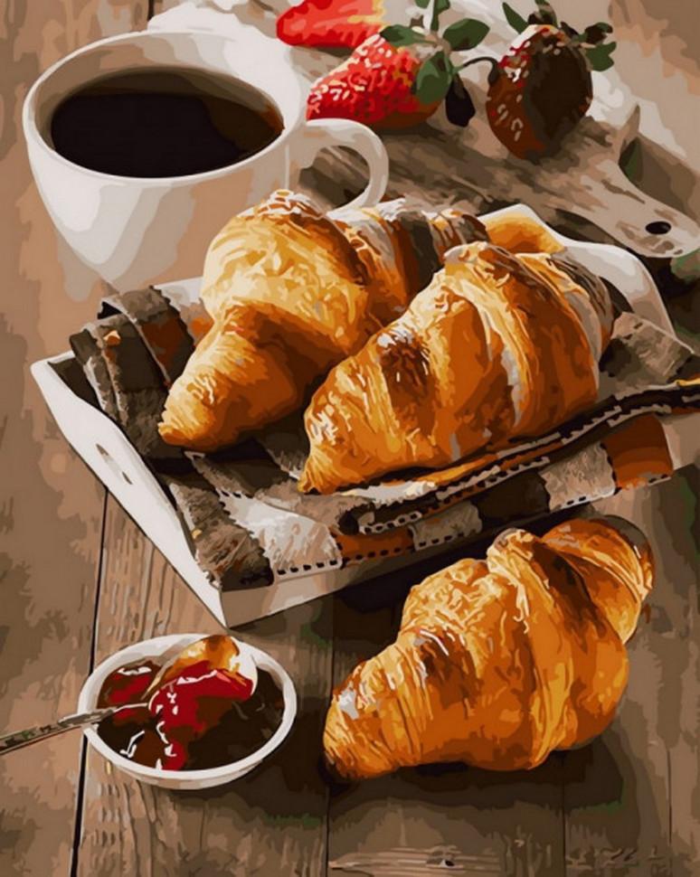 Картина за номерами Brushme Ранок з кавою і круасанами 40x50 см (BK-GX30865)