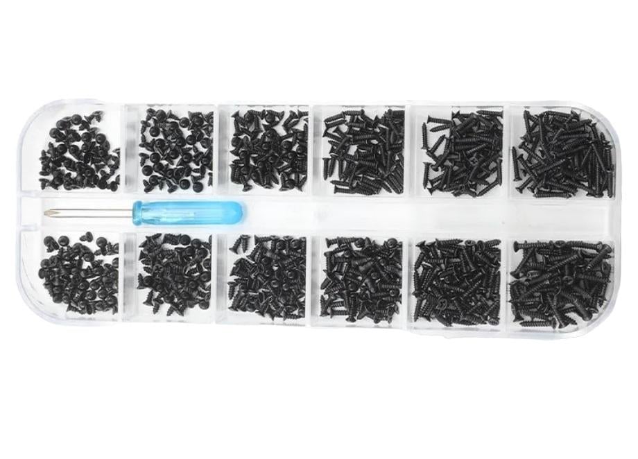 Набор саморезов с потайной головкой Spec M1,2/M1,4 с отверткой 601 шт. (SP-240501)