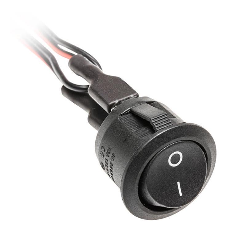 Выключатель клавишный круглый GTV 12V DC max 36W Черный (00000035845)