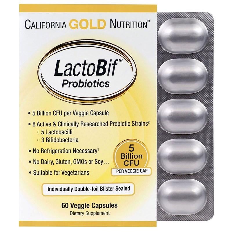 Пробіотики California GOLD Nutrition LactoBif Probiotics 5 млрд КОЕ/60 капсул (888455673)