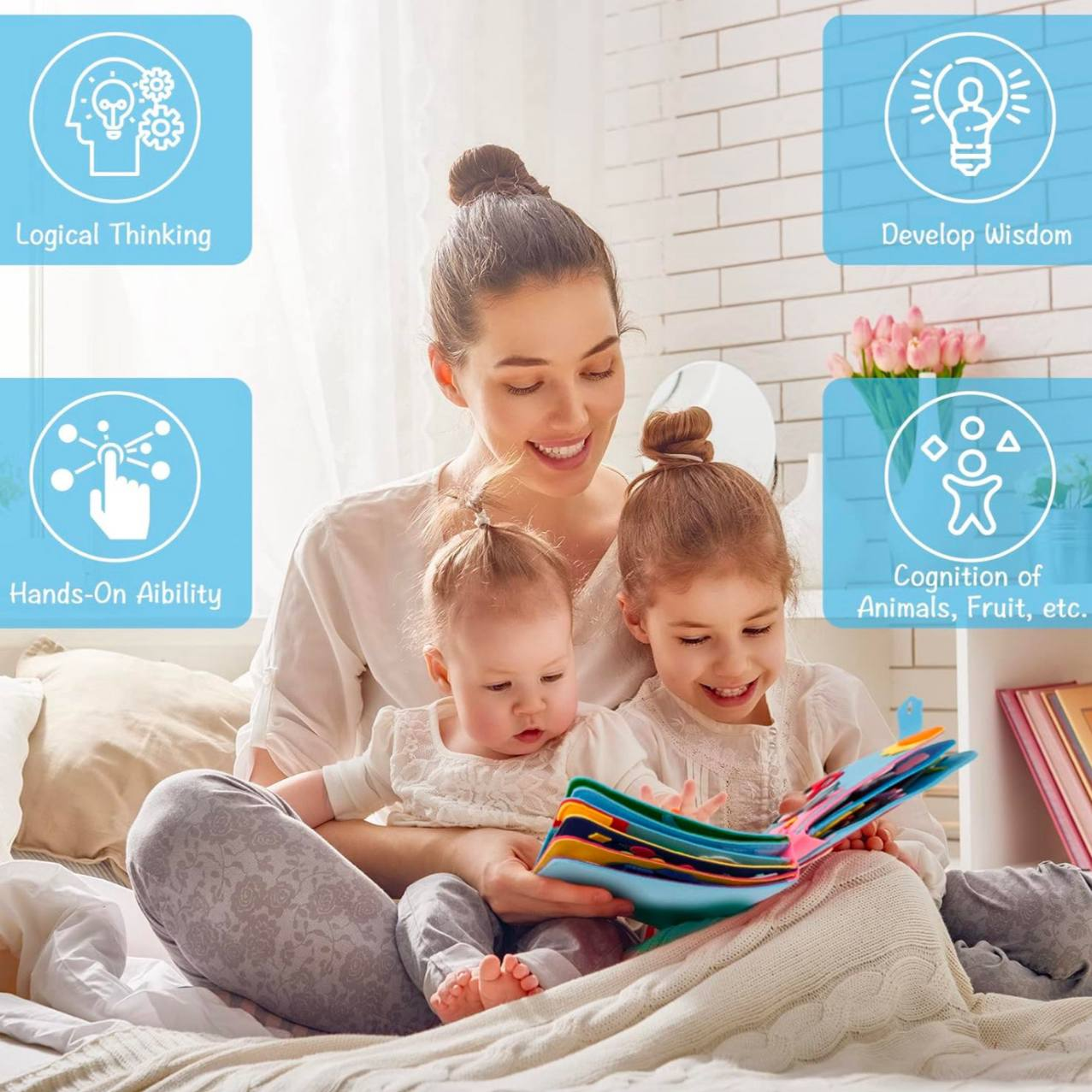 Книга на липучках Fun Game 432-21 фетр цифри та зображення/ремінці/віконця/прищіпки/люстерко (2472411561) - фото 4 Книга на липучках Fun Game 432-21 фетр цифри та зображення/ремінці/віконця/прищіпки/люстерко (2472411561) - фото 4