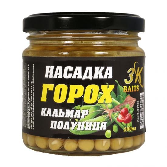 Насадка 3KBaits Горох Premium Кальмар-полуниця 200 мл (3KB1841)