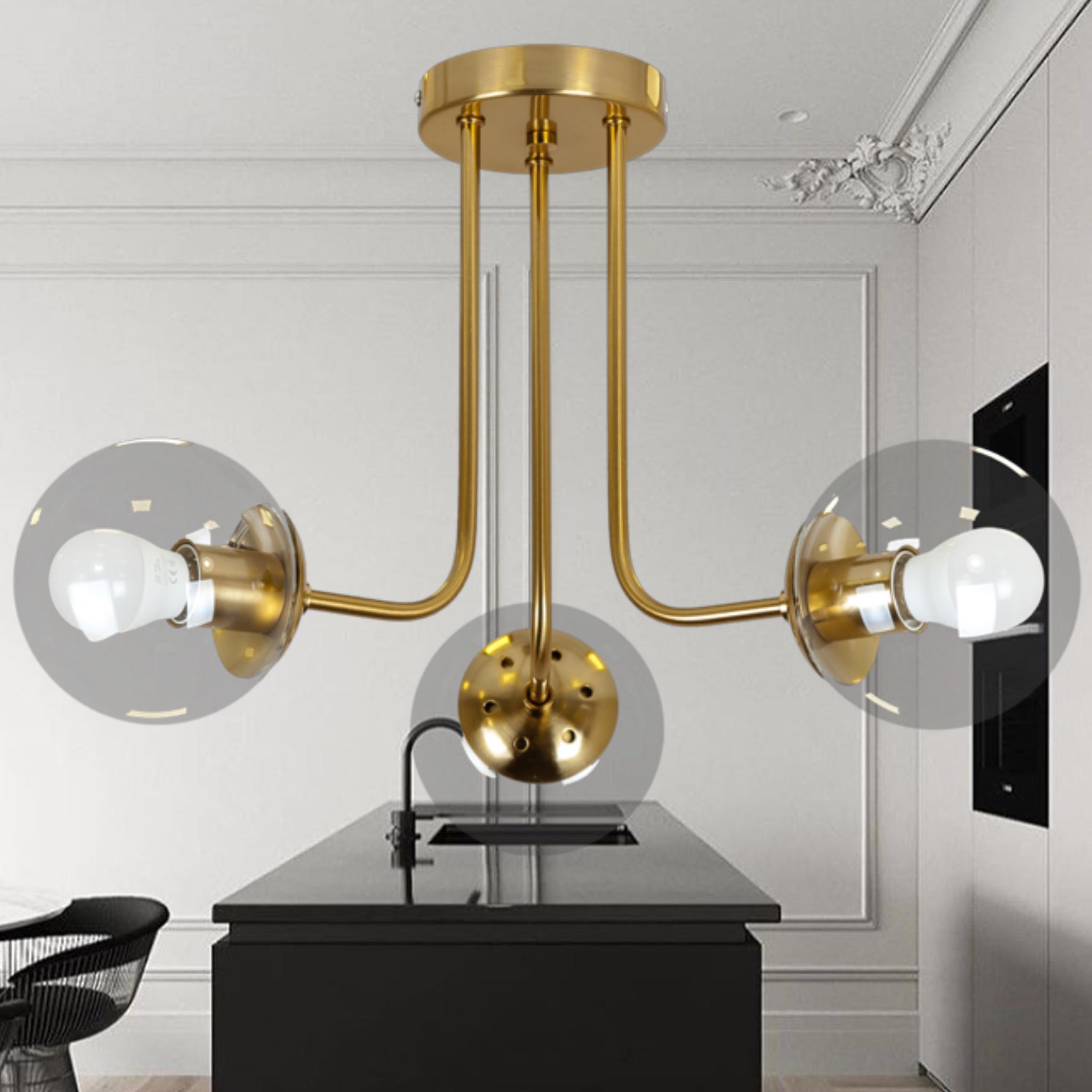 Люстра стельова Triple Glow з 3 плафонами-кулями Бронзовий (52-9908-3 BRZ+CL) - фото 3 Люстра стельова Triple Glow з 3 плафонами-кулями Бронзовий (52-9908-3 BRZ+CL) - фото 3