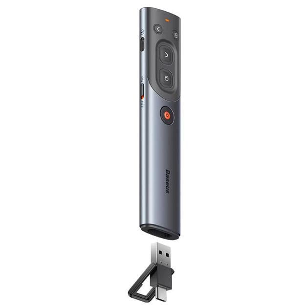 Лазерная указка BASEUS Orange Dot AI Wireless Presenter Red Laser Charging Grey (WKCD020013)