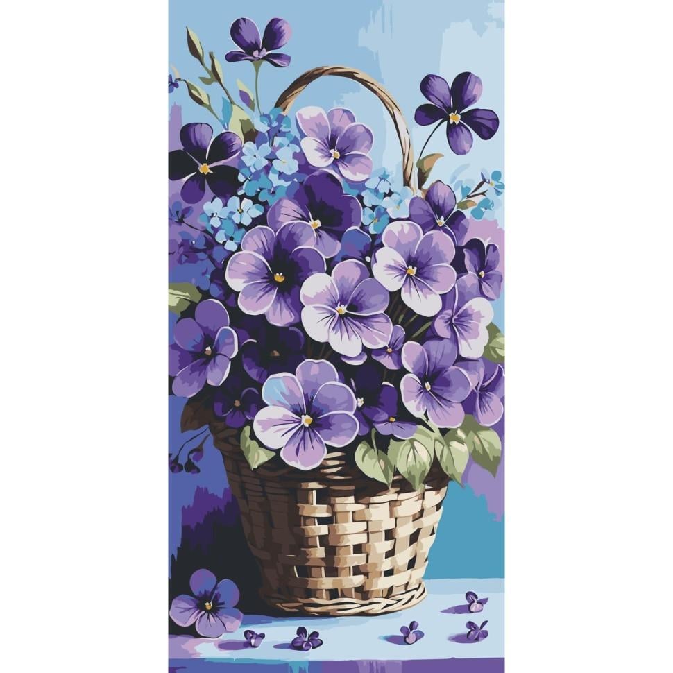 Картина по номерам ART CRAFT Фиалки в корзине 40x80 см (13089-AC)