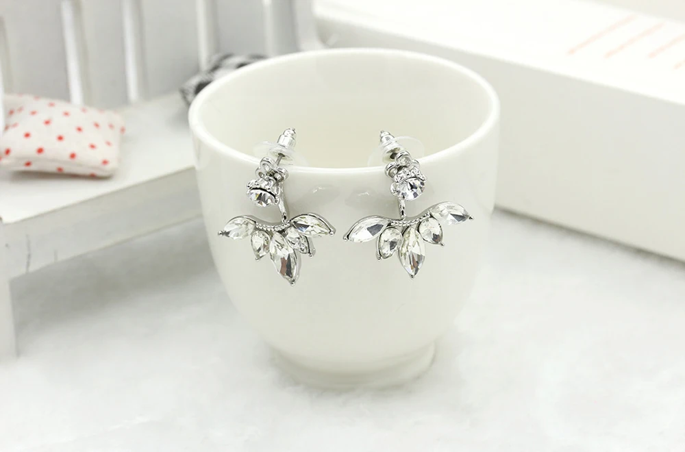 Сережки кристали з листям цирконій (1329970926)