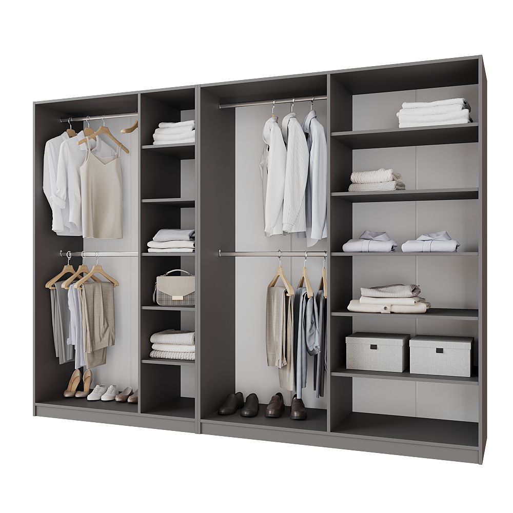 Шафа розпашна Меблітренд Чиназес Чи-2800 2800х500х2050 мм Графітовий/Білий (27287384) - фото 3 Шафа розпашна Меблітренд Чиназес Чи-2800 2800х500х2050 мм Графітовий/Білий (27287384) - фото 3