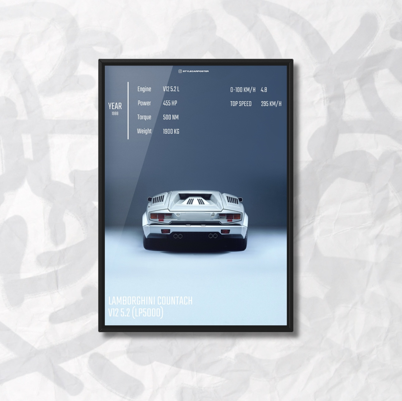 Картина с авто Lamborghini Countach задняя часть дизайн Club Sport А3 297х420 мм (LB0063)