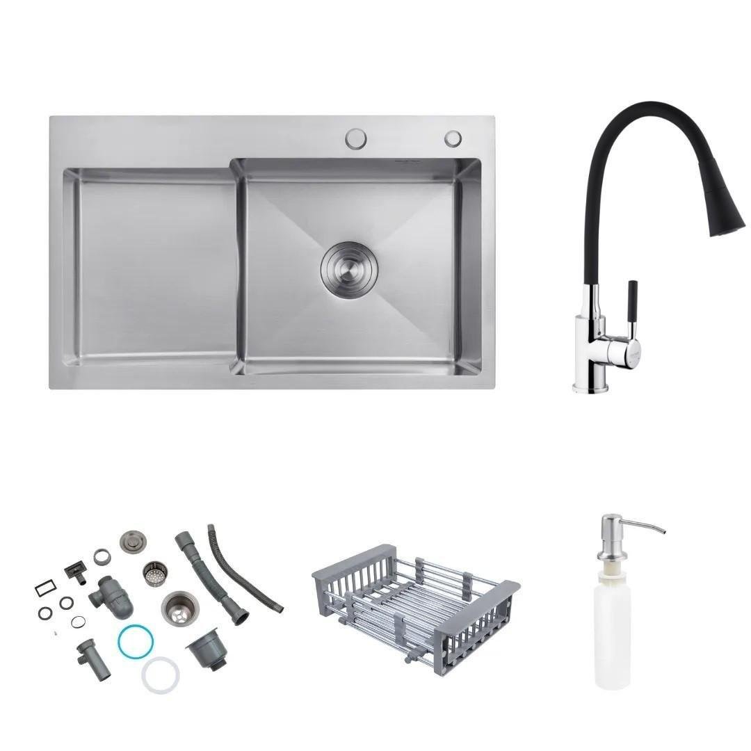 Мийка Kroner 7848RHM права та змішувач для кухні Kroner KRP Kuche-C031BLK