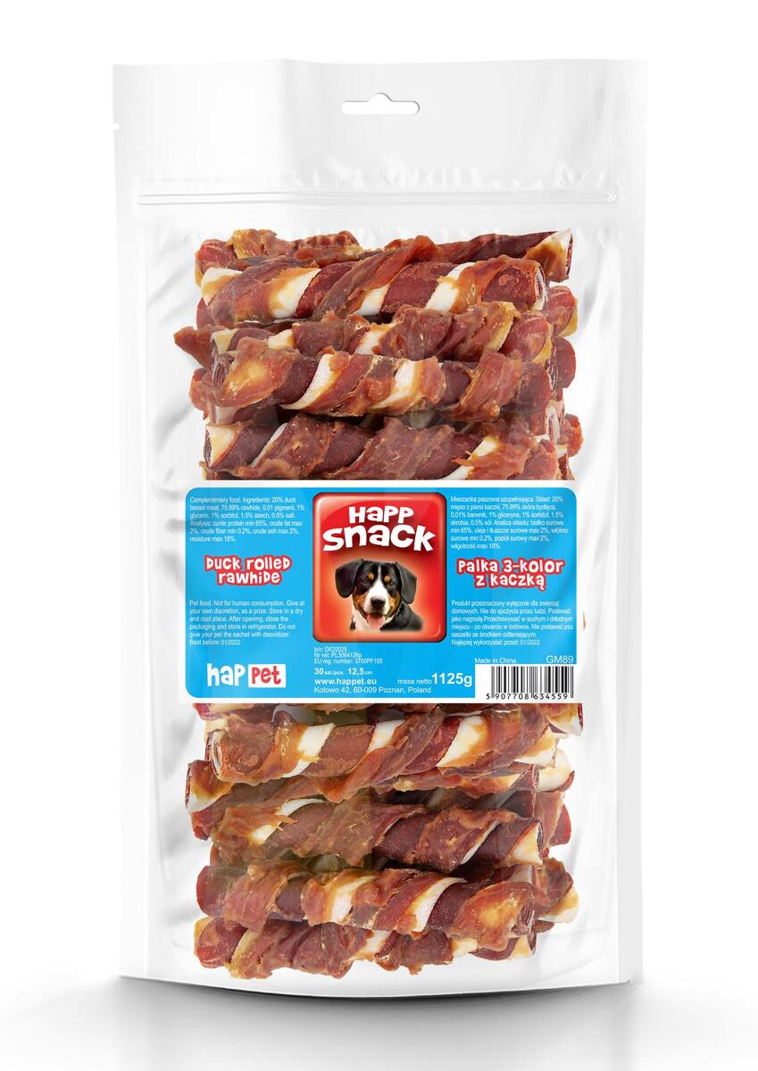 Палочки кальцинированные с мясом утки Happet Snack рулет 3 цвета лакомство для собак 30 шт. 1125 г 12,5 см (GM89 5907708634559)