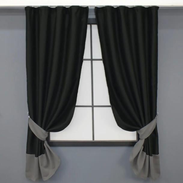 Комплект штор блекаут 1х1,7 м 2 шт. Черный/Серый (033дк)