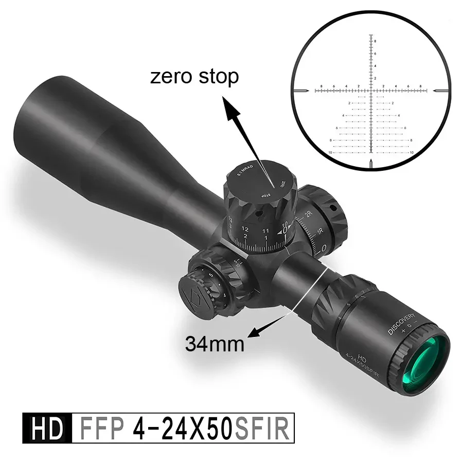 Оптический прицел Discovery Optics HD/34 4-24X50SFIR Zero Stop FFP - фото 7 Оптический прицел Discovery Optics HD/34 4-24X50SFIR Zero Stop FFP - фото 7