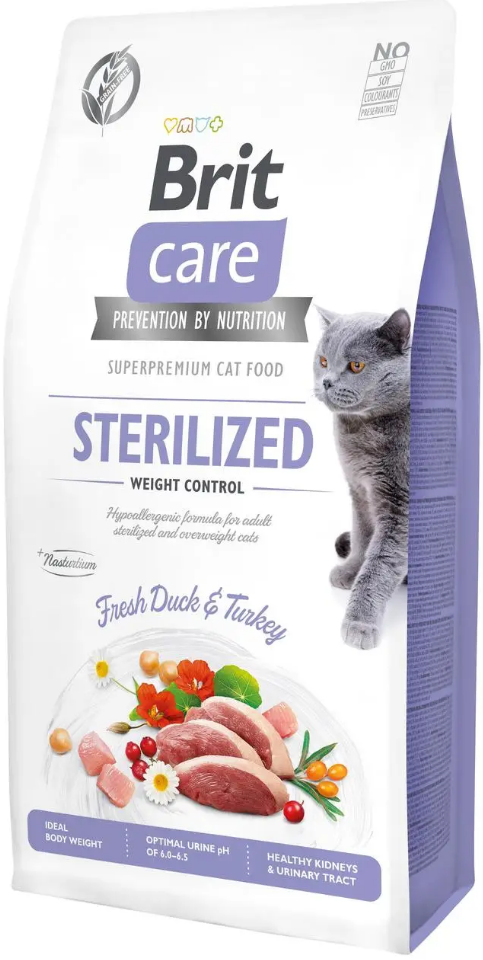 Сухой корм для стерилизованных кошек с избыточным весом Brit Care Cat GF Sterilized Weight Control 7 кг (1789931599)