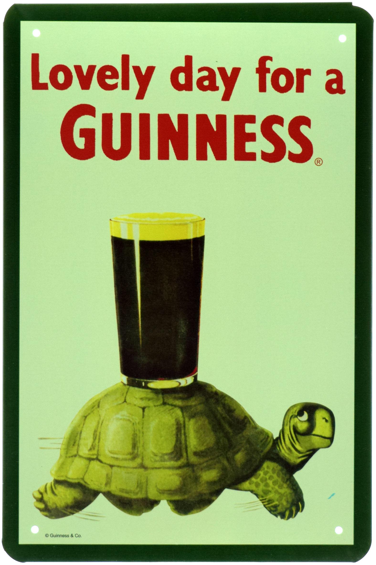 Табличка металлическая Прекрасный День Для Гиннесс Черепаха/Lovely Day For A Guinness Turtle 20x30 см