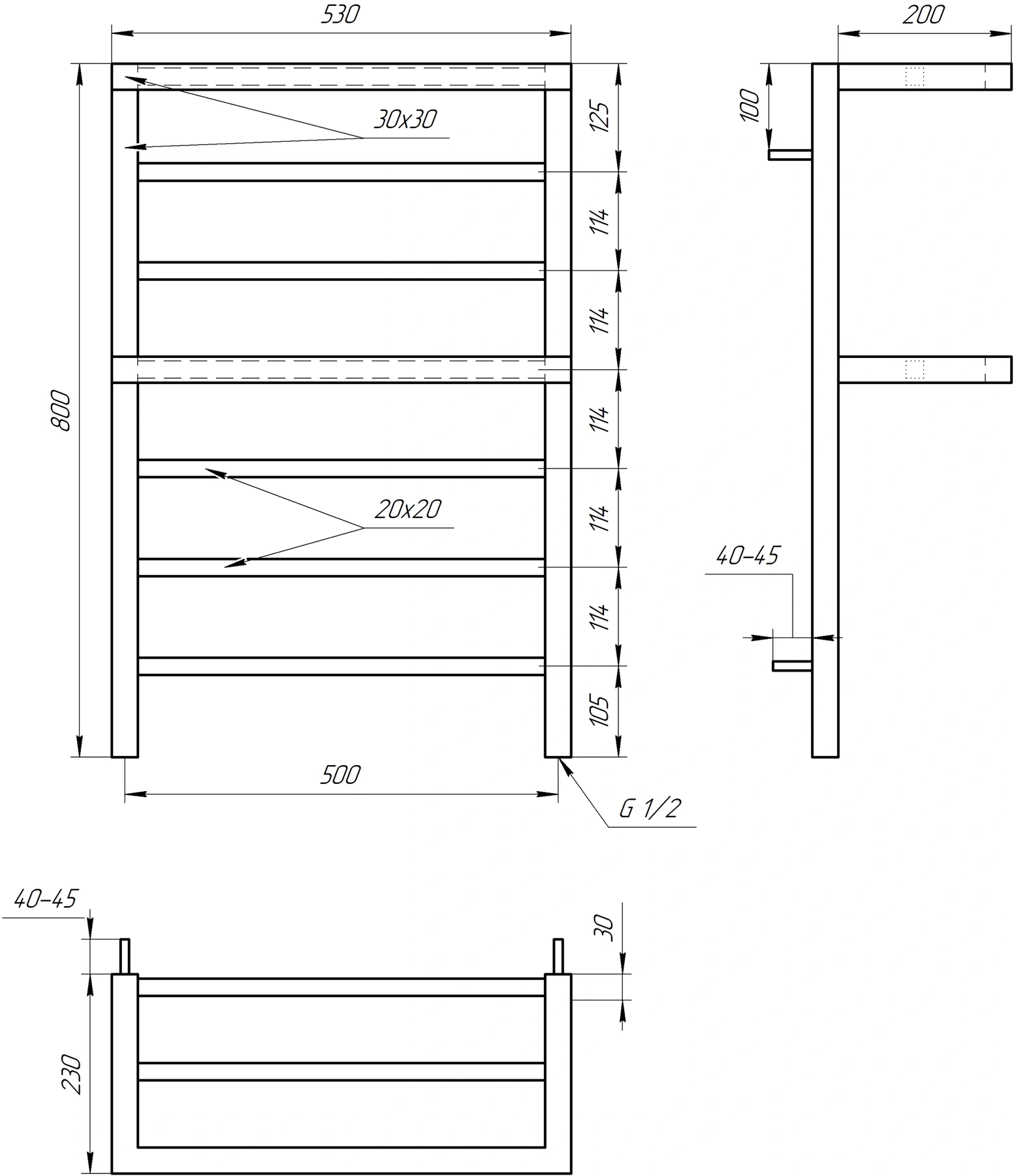 Рушникосушарка електрична Genesis Aqua Aro 80x53 см Чорний (2423-2) - фото 5