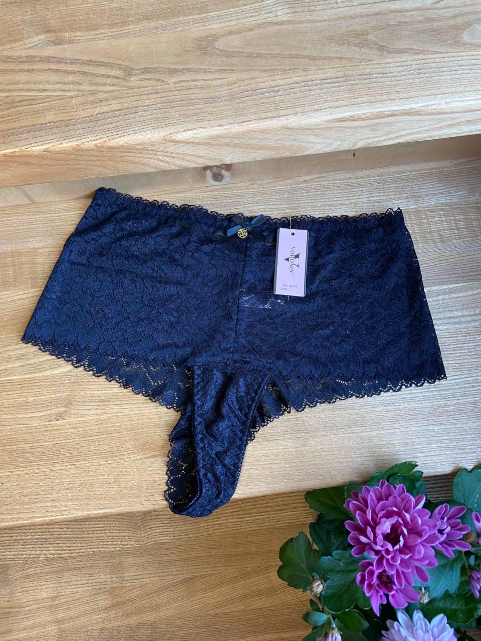 Трусы стринги с высоким кружевным поясом L (Q8368-1)