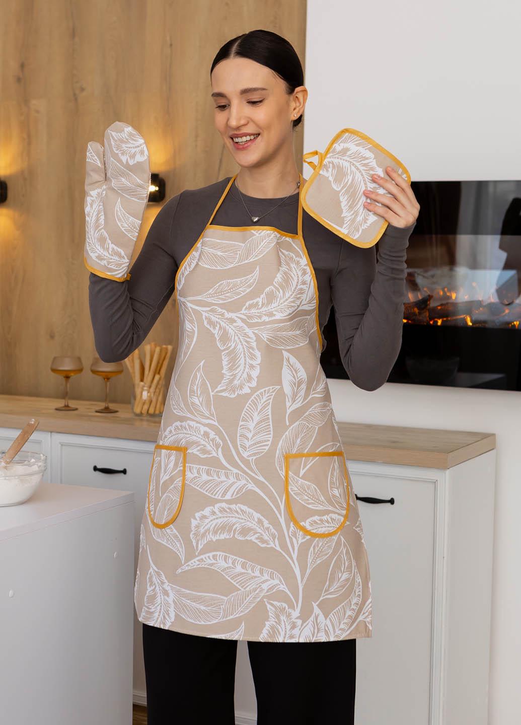 Кухонный набор водоотталкивающий Тропические листья 3 предмета - фото 1