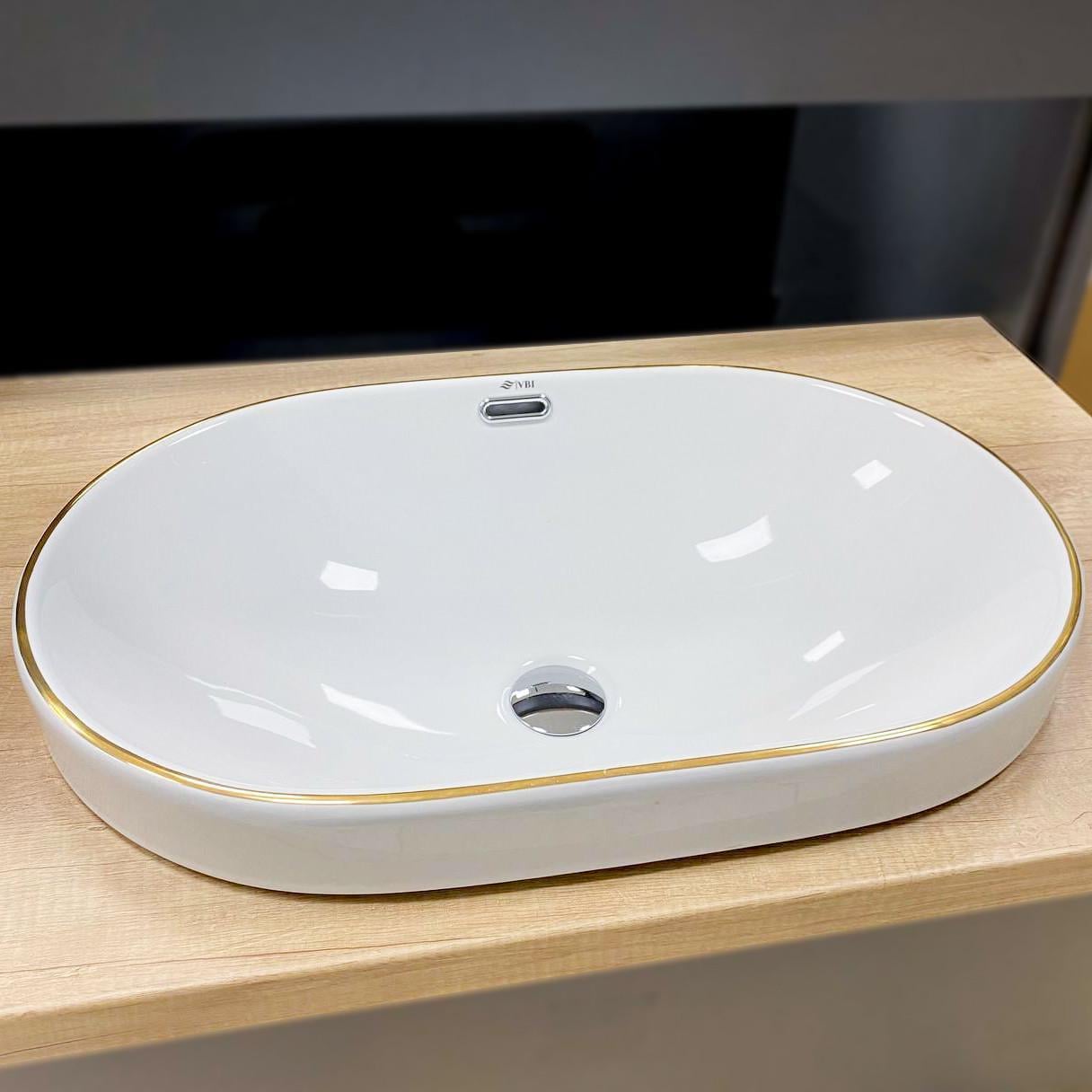 Умывальник врезной VBI GAETA White/Gold Edge (2808389342)