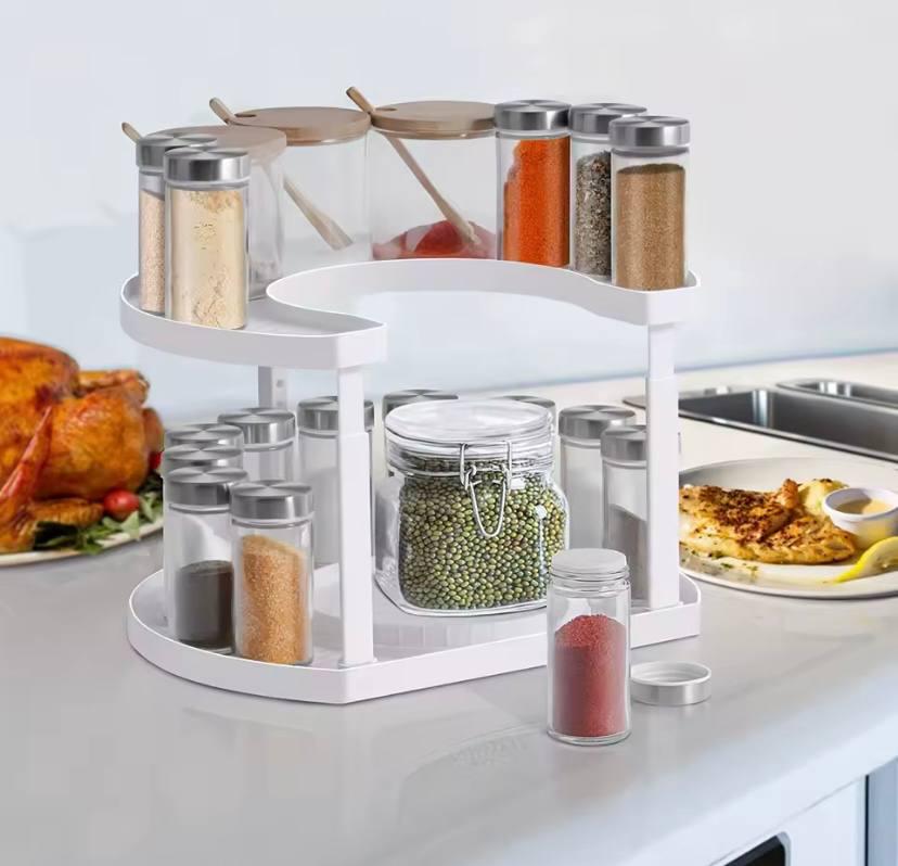 Полиця-органайзер для спецій Spice Spinner двоярусна з поворотним механізмом Білий (41e0e934) - фото 6 Полиця-органайзер для спецій Spice Spinner двоярусна з поворотним механізмом Білий (41e0e934) - фото 6