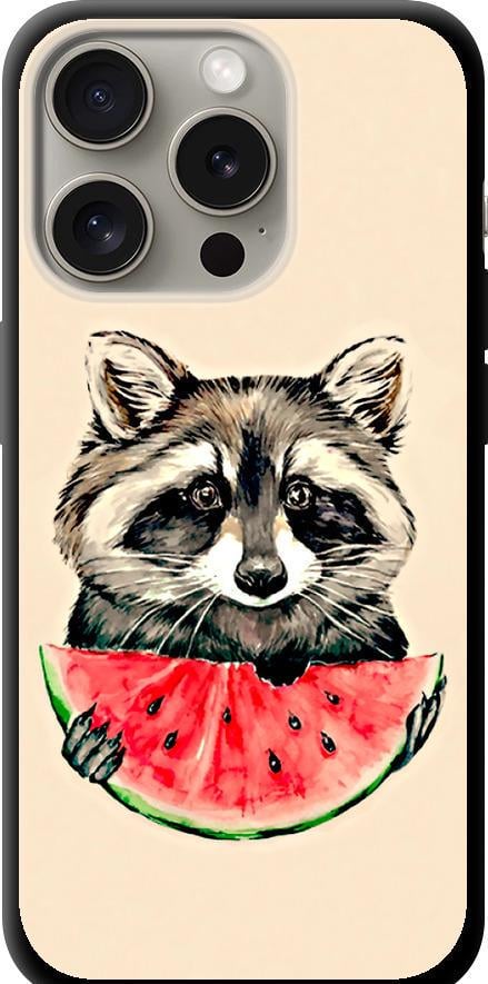 Чехол на iPhone 15 Pro Енотик с арбузом (4605b-3096-42517)