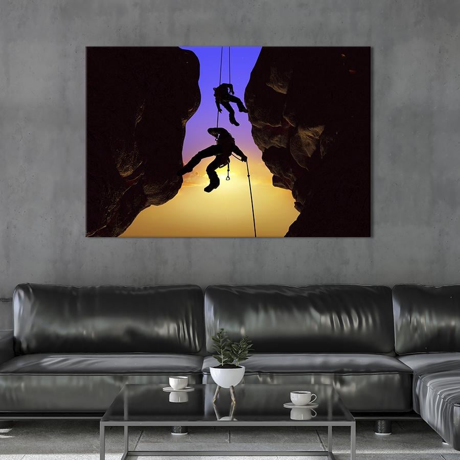 Настенный декор картина на холсте для интерьера Альпинизм 80x54 см (478-1)