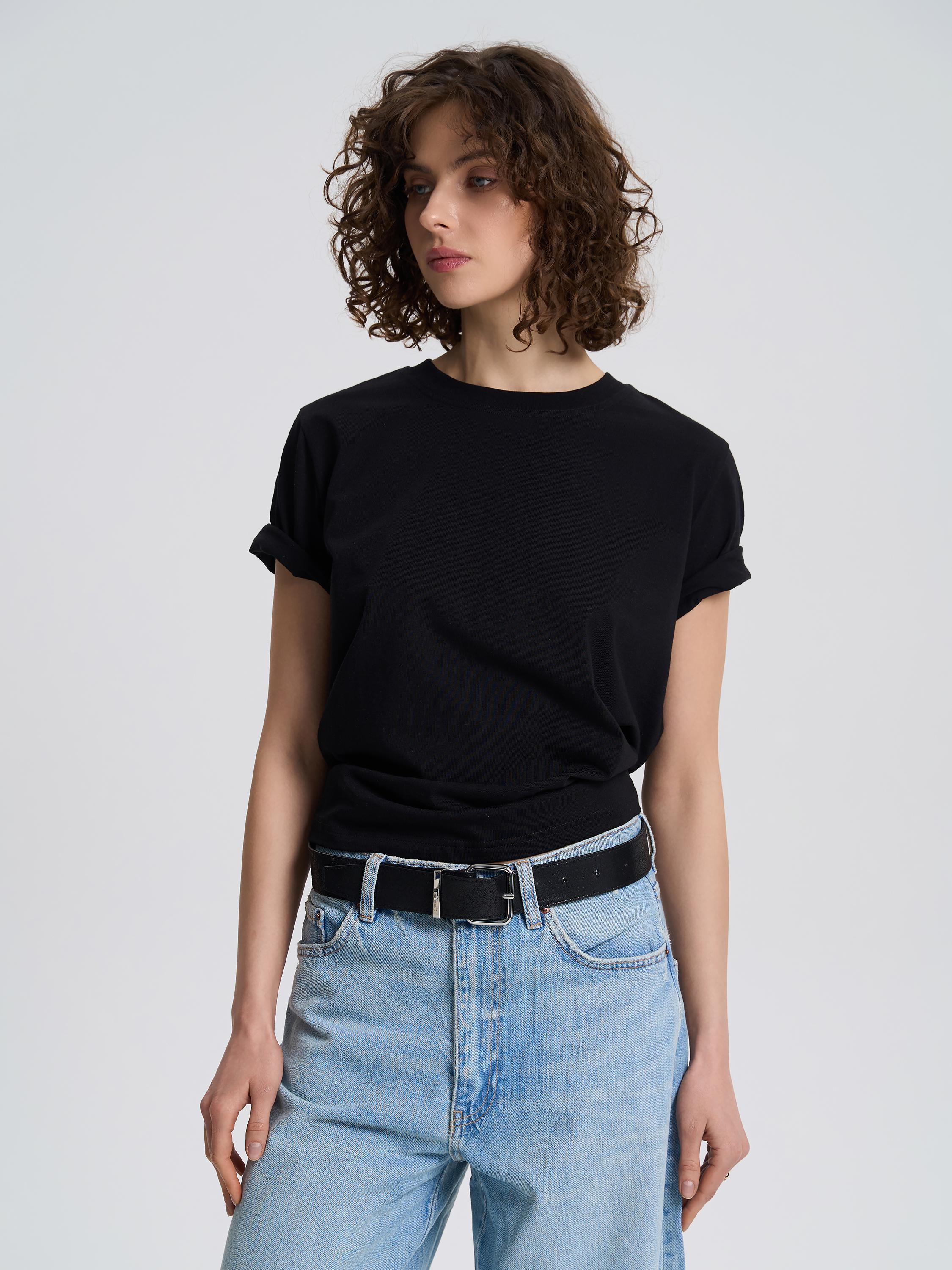 Футболка женская однотонная ROZA 231104 2XL Черный (4824005690181)