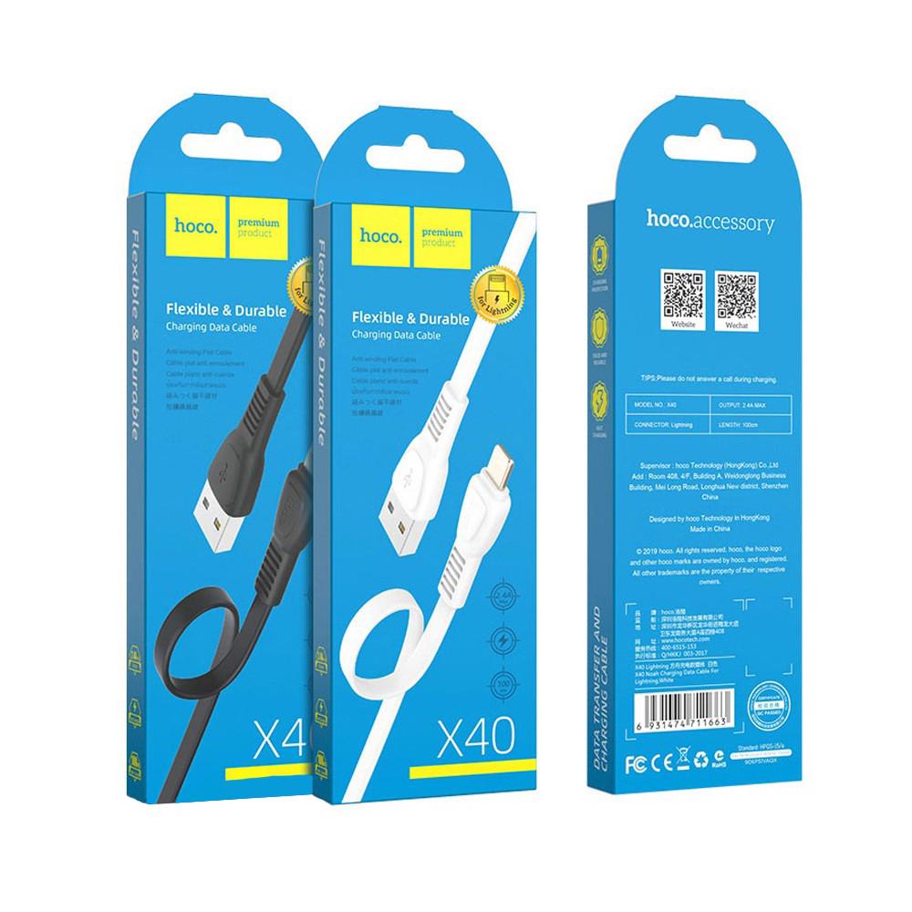 Кабель Hoco X40 Noah charging data cable for Lightning Black - фото 2