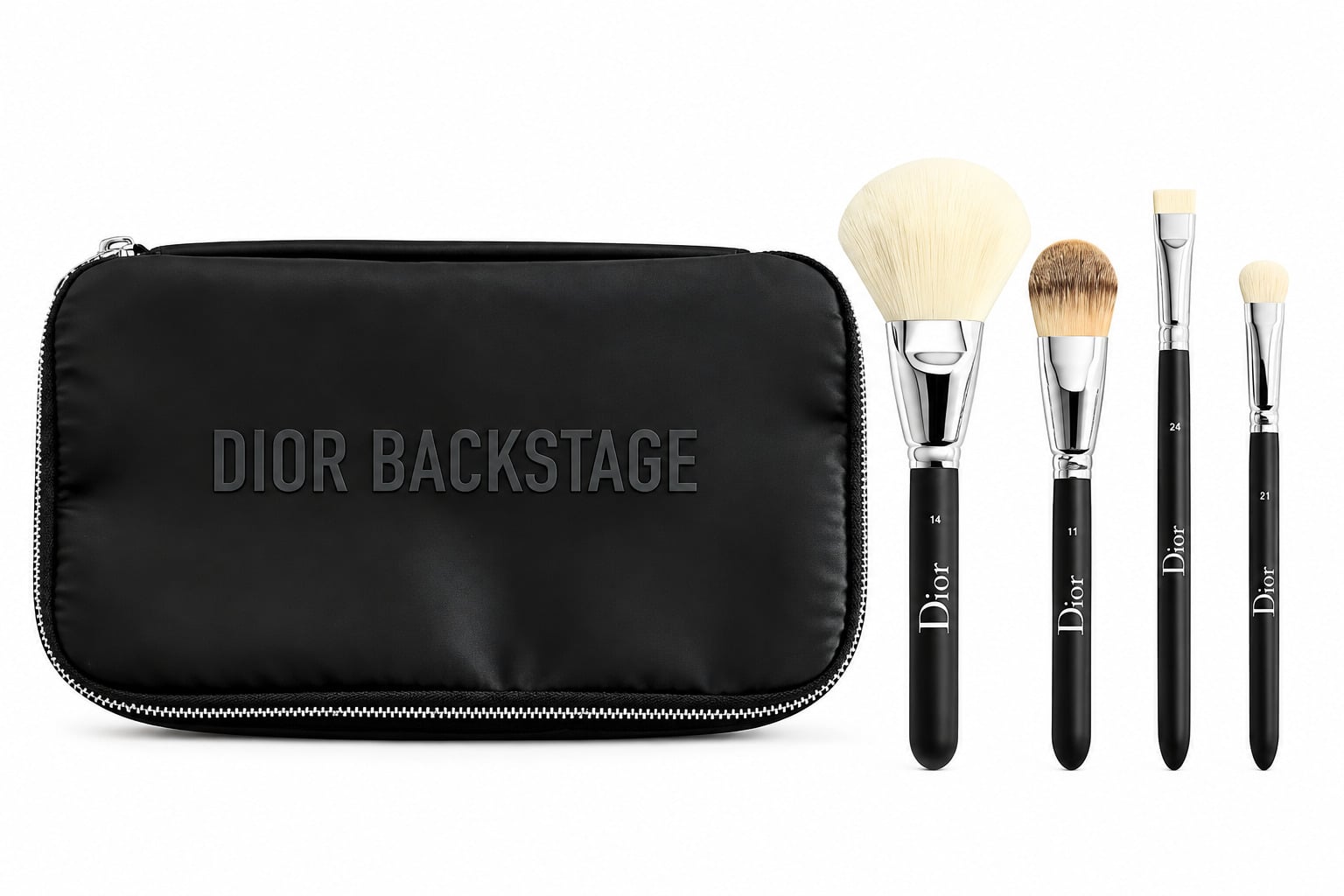 Косметичка с набором кистей для макияжа Dior Backstage Essentials Brush Collection 4 кисти Черный