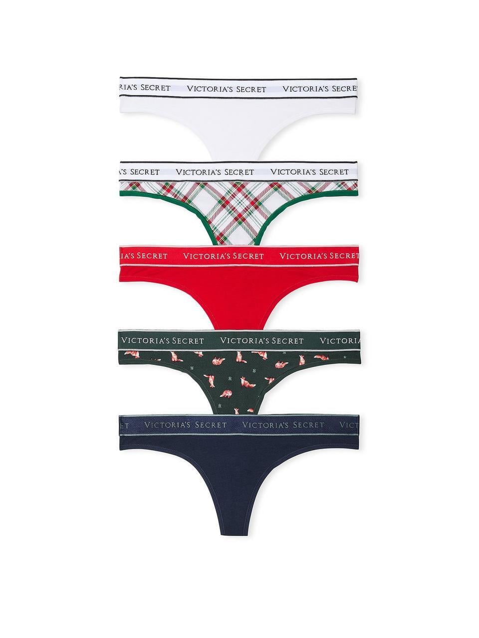 Набор трусиков Victoria's Secret Logo Cotton Thong Panties 5 шт. XL Разноцветный (154000416276)