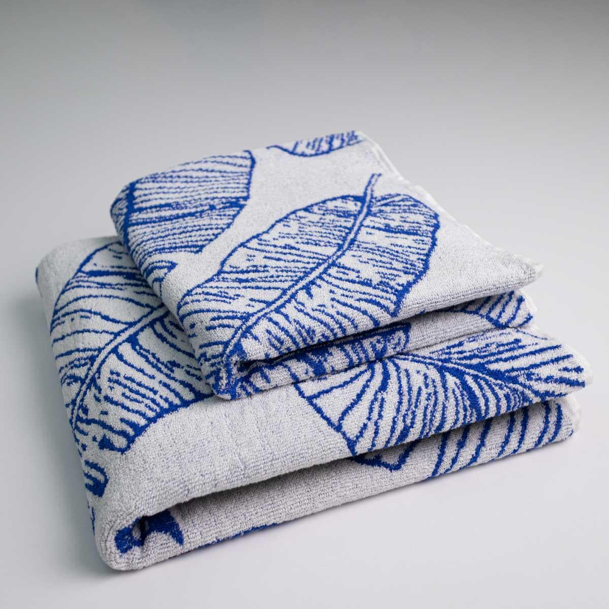 Набор махровых полотенец GM Textile с рисунком перо 50х90/70х140 см 400 г/м2 2 шт. Синий (rmf400-k3-blue)