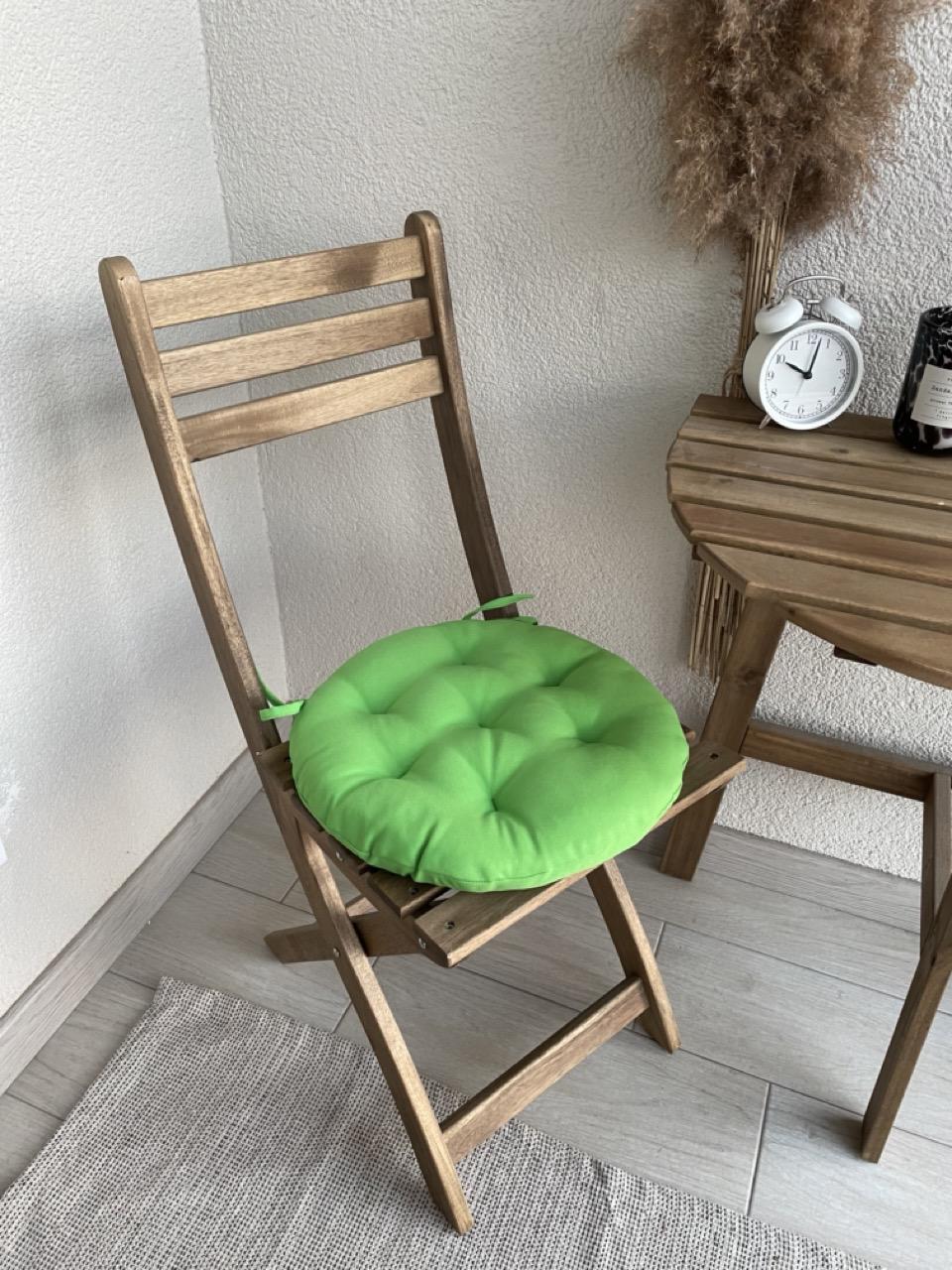 Подушка на стілець кругла Кедр на Лівані Color з зав'язками 40x40х5 см Салатовий - фото 3