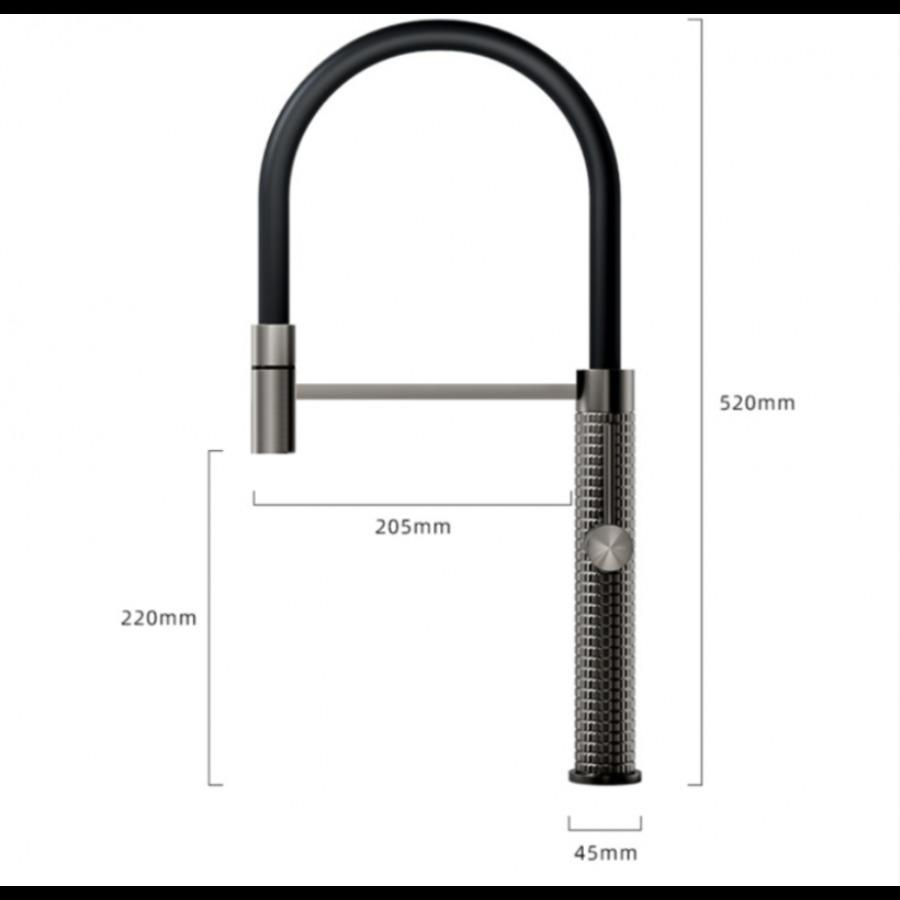 Змішувач кухонний Galatea Design Mentha GD1146MB з висувним виливом Чорний - фото 2