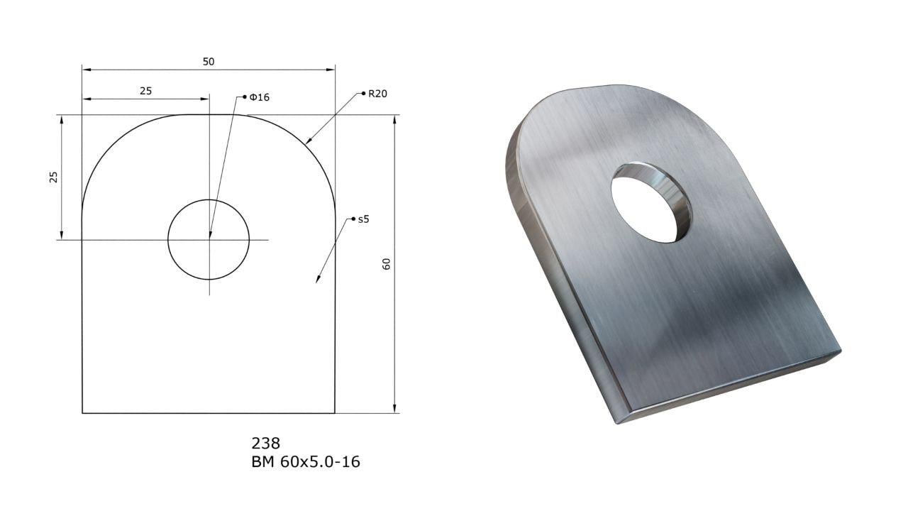 Ушко монтажное приварное стальное прямое 60х50 толщина 5 мм, отверстие 16 мм для навесного замка 1 шт. (2634429185/К0238) - фото 2 Ушко монтажное приварное стальное прямое 60х50 толщина 5 мм, отверстие 16 мм для навесного замка 1 шт. (2634429185/К0238) - фото 2