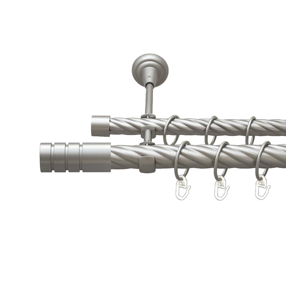 Карниз Orvit Модуло металевий дворядний відкритий скручена труба кільце металеве 25/19 мм 300 см Сатин (00-00026172)