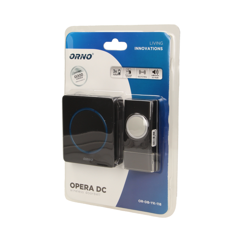 Звонок дверной ORNO OPERA DC беспр 48-тоновый Черный (OR-DB-YK-118)