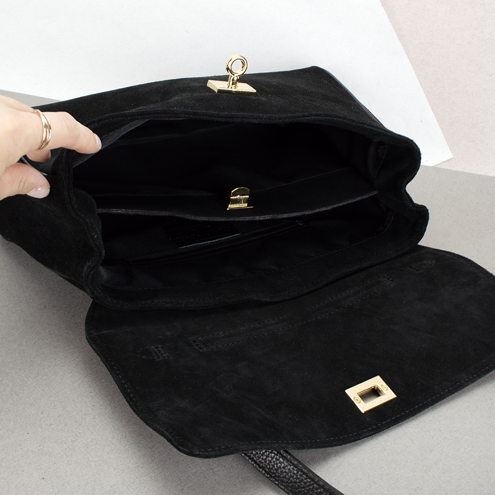 Сумка женская замшевая Virginia Conti 03829 на застежке Черный (2456182728) - фото 4 Сумка женская замшевая Virginia Conti 03829 на застежке Черный (2456182728) - фото 4