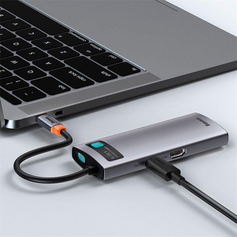 USB-хаб Baseus Metal Gleam Series 6в1 Gray (CAHUB-CW0G)   - фото 10